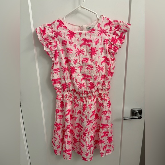 Vineyard Vines Palm Tree Smocked Linen Dress Pink White Size Small - Picture 3 of 11